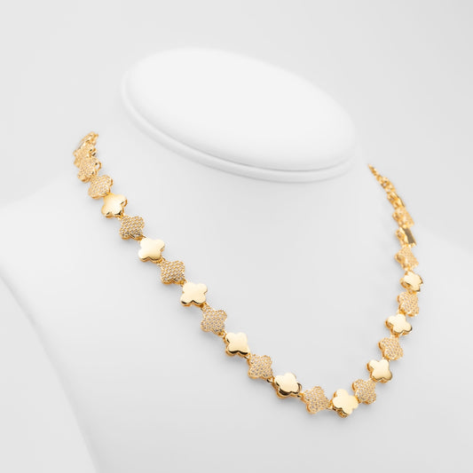 Cadena Baño de Oro trebol dorado con Circonitas CG63