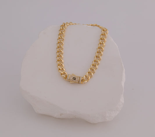 Pulsera Baño De Oro Cubana 18 CM MONCLA-7M-PU18C-PLA