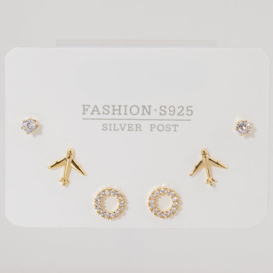 Set Aretes Avion con circonitas S3-50 LADO3-22