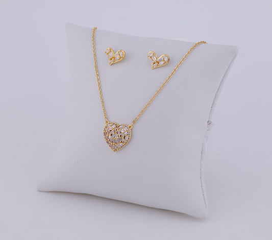 Set de Aretes y Cadena Corazón Baguette Luxury Sparkle LATSE109