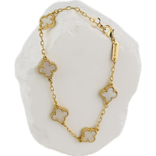 Pulsera Trebol Mediano Blanca VCP41