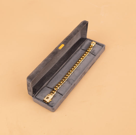 Caja alargada en pana gris para cadena o pulsera EMP18