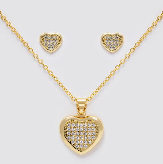 Set Collar Y Aretes Corazones Con Circonitas LATSE55
