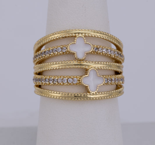 Anillo Multibanda Trébol Nácar VCAP53