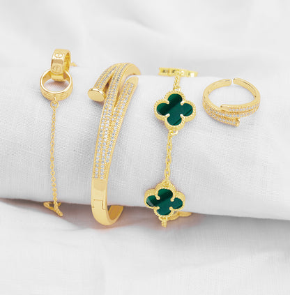 Juego Pulsera Arabe Rígida carti€R, v@n cl€€F y Anillo PBA13