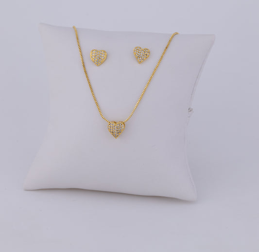 Set de Aretes y Cadena Minicorazón Full Diamond LATSE100