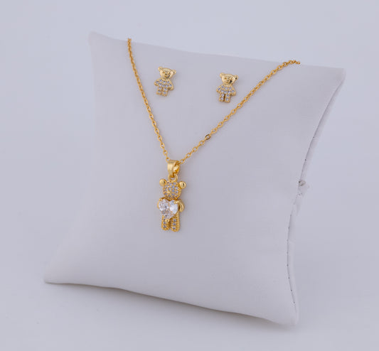 Set de Aretes y Cadena Osito Toss Luxury LATSE110