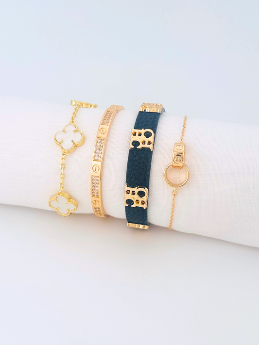 Juego Pulsera Arabe ch negra con vn blanco PBA33