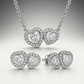 Set Cadena y Aretes Corazón Transparente Brillante CPP54
