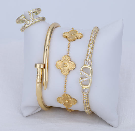 Set Pulsera y Anillo Majestic Clover PBA62