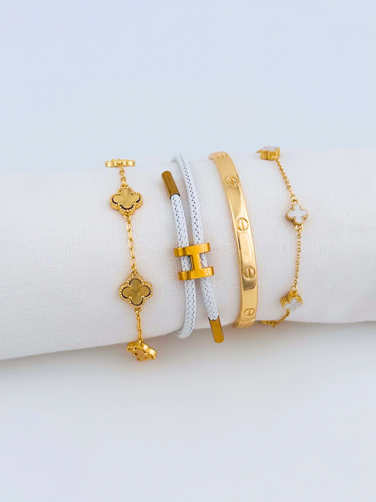 Juego Pulsera árabe HM doble Blanca PBA19