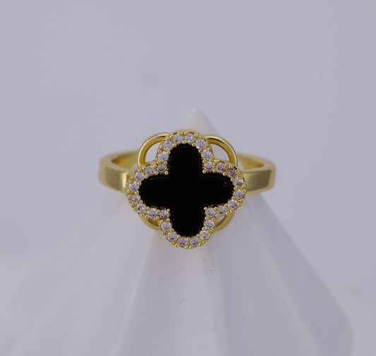 Anillo Trébol Onyx Giratorio BA39