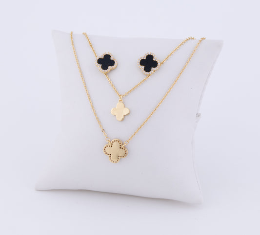 Set Trébol Ébano circonado Negro (Gemelo) LATSE124