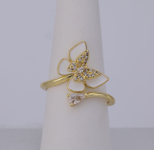 Anillo Mariposa Nácar y Cristal BA45