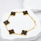 Pulsera oro laminado Trebol Leather Cafe VCP25