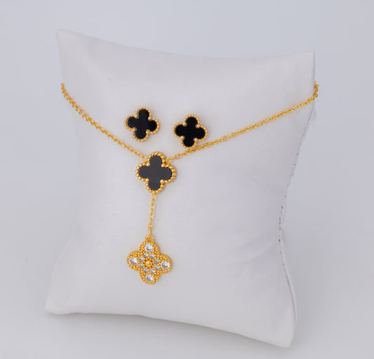 Set Trébol Negro Circonita, Aretes medianos LATSE128