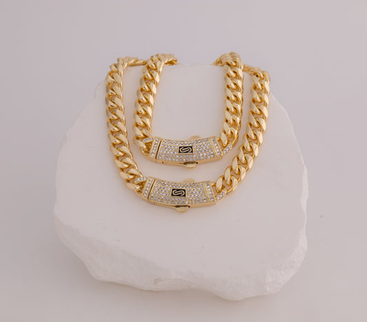 Pulsera Baño De Oro Cubana Unisex MONLA9M-CUB