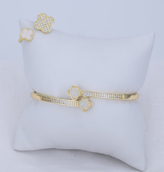 Set Pulsera y Anillo Dorado Full Circonita PBA67
