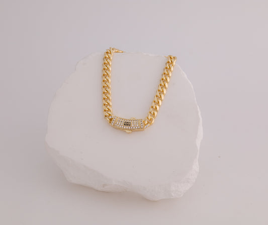 Pulsera Baño De Oro Cubana 18 CM MONLA7M-PU18C-CUB