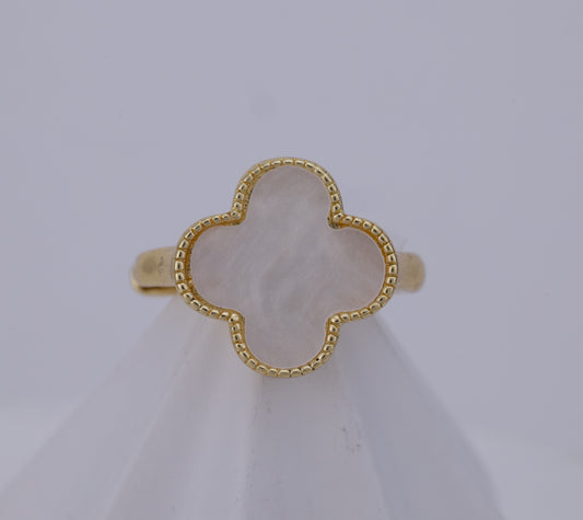 Anillo Trébol Nácar Bolitas BA38