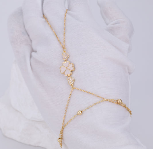 Pulsera Trébol Acorazonado Con circonitas PB38