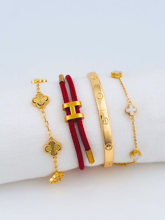 Juego de pulseras Arabe Roja Trebol Doble PBA18