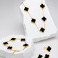 Set de Collar, Pulsera, Aretes  Grande y Anillo Negro Liso Trebol VCAP08