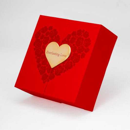 Empaque luxury mediano Roja + Caja Rigida + Funda + Tarjeta Dedicatoria EM17