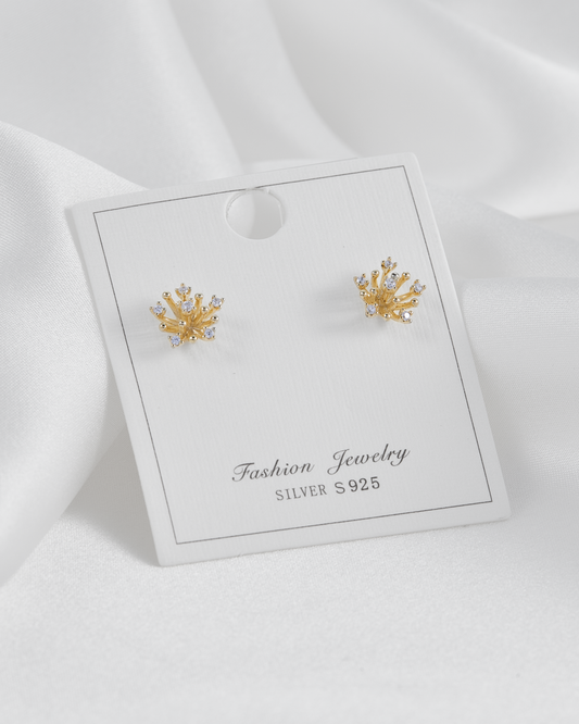 Arete baño de oro flor con circonitas IM4 - A20