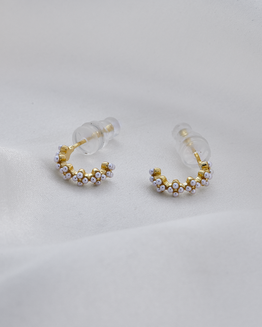 Aretes  baño de oro multiperlas IM4 - A40