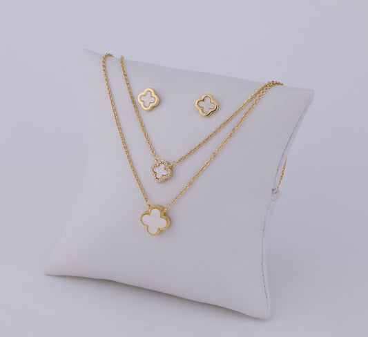 Set Doble Trébol Dorado Nácar LATSE88