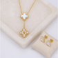 Set de Collar Blanco, Circonita y Aretes Blanco pequeños VCAP32