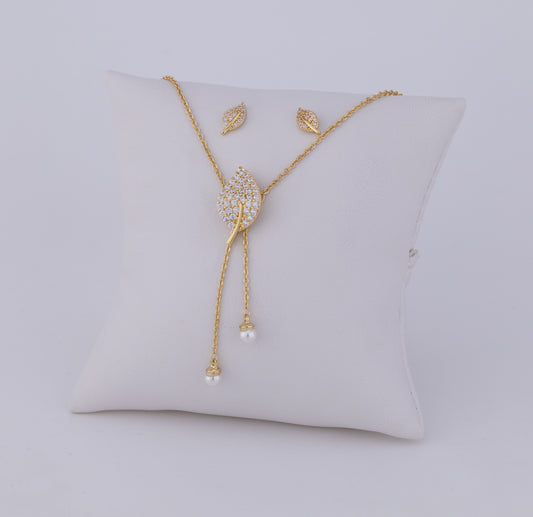 Set de Aretes y Cadena Set Hoja del Amor LATSE103