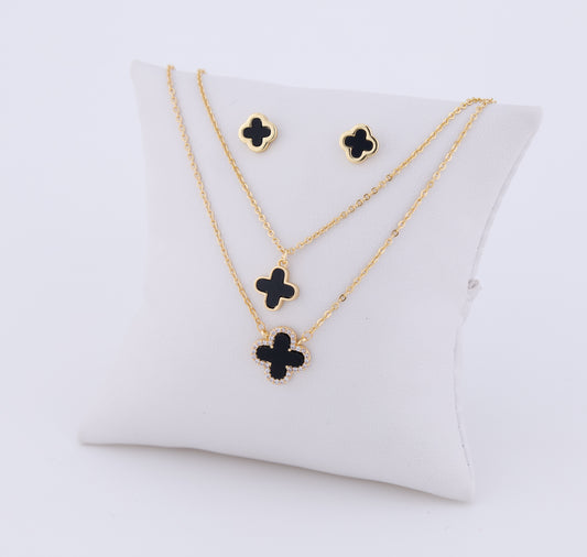Set Trébol Negro Liso Delineado (Gemelo) LATSE116