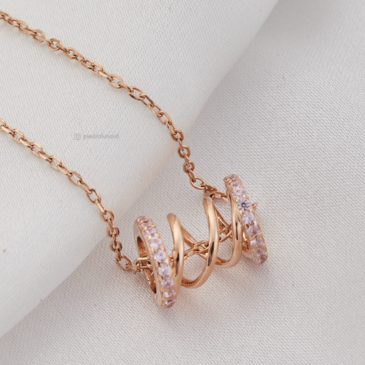 Cadena cuatro círculos y circonitas gold rose CG56