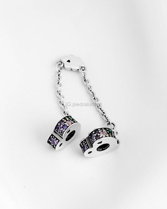 Cadena de seguridad corazon y colores CH309