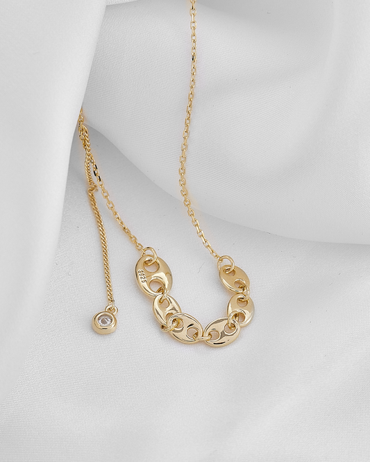 Cadena  baño de oro dorada con colgante en circonita CG03