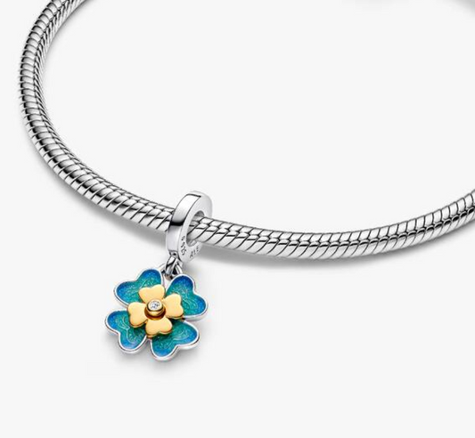 Dije trébol de cuatro hojas bicolor PLCH384