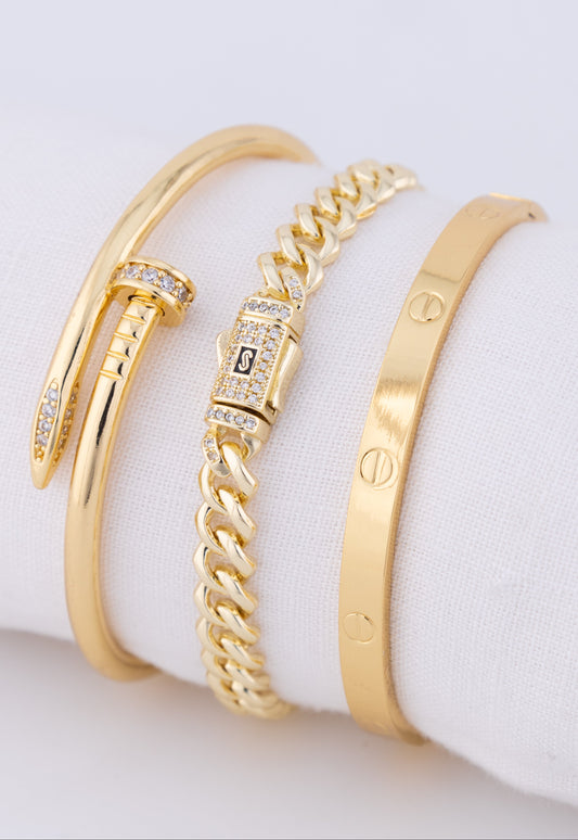 Juego Pulsera Arabe CT, MN Dorado y CH PBA37