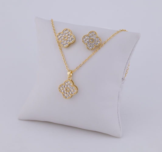 Set de Aretes y Cadena Full Diamond Van Cleef LATSE101