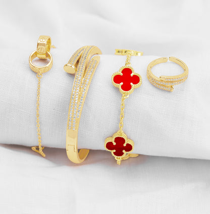 Juego Pulsera Arabe Rígida carti€R, v@n cl€€F y Anillo PBA13