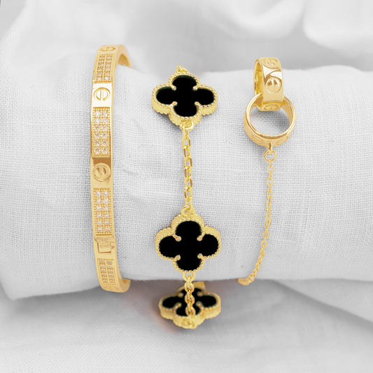 Juego Pulsera Arabe Cart1er y Esposas V@n Cl€€F PBA11