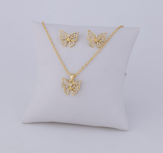 Set de Aretes y Cadena Mariposa Baguette Glow LATSE99