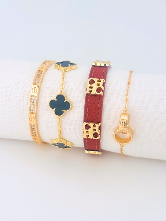 Juego Pulsera Arabe Ch café + vn negra PBA35