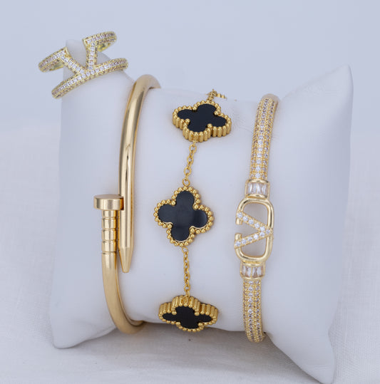 Set Pulsera y Anillo Majestic Clover PBA62