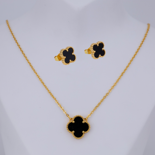 Set de Collar y Aretes Negros pequeños VCAP30
