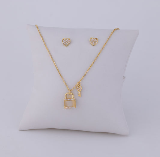 Set de Aretes y Cadena Candado del Amor LATSE92