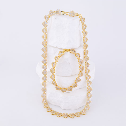 Set Pulsera y Cadena Corazones con Circonitas LATSE-34