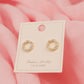 Aretes baño de oro circular perlas y circonitas en forma de corazón A53