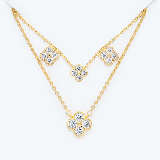 Set Cadena y Aretes Doble Trebol LATSE63